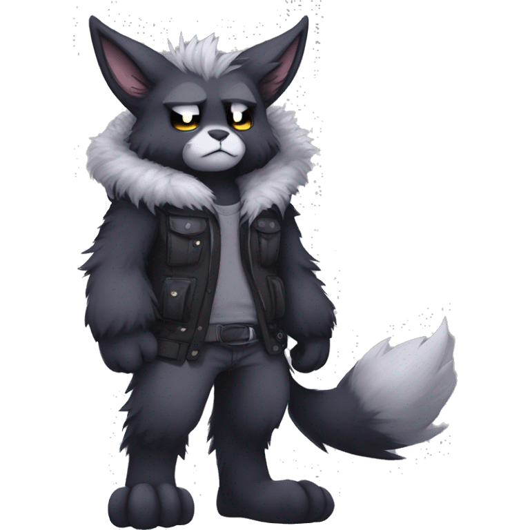 Anthro Dark Edgy Cool Shy Grumpy Fluffy FurSona Fakemon Full Body emoji