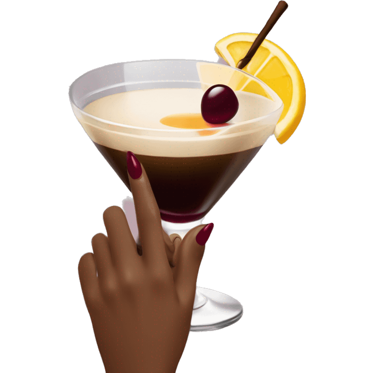 A girl hand with burgundy painted nails holding an espresso martini glass (1 item) emoji