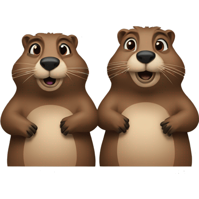 Groundhog couple living each other and watching the tv  emoji