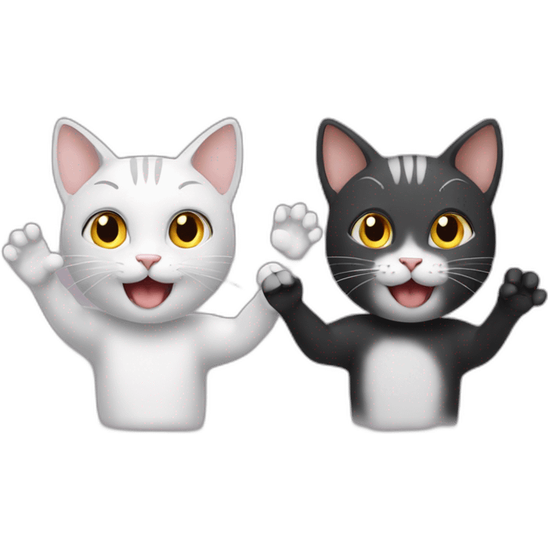 two cats being neighbors that say hello and wave emoji