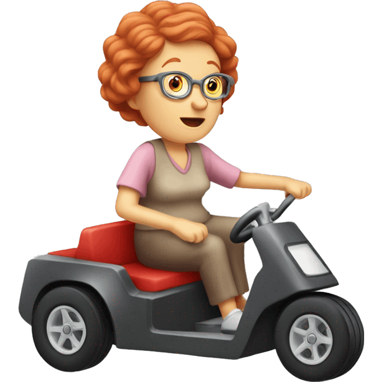 Red hair old lady on go cart emoji