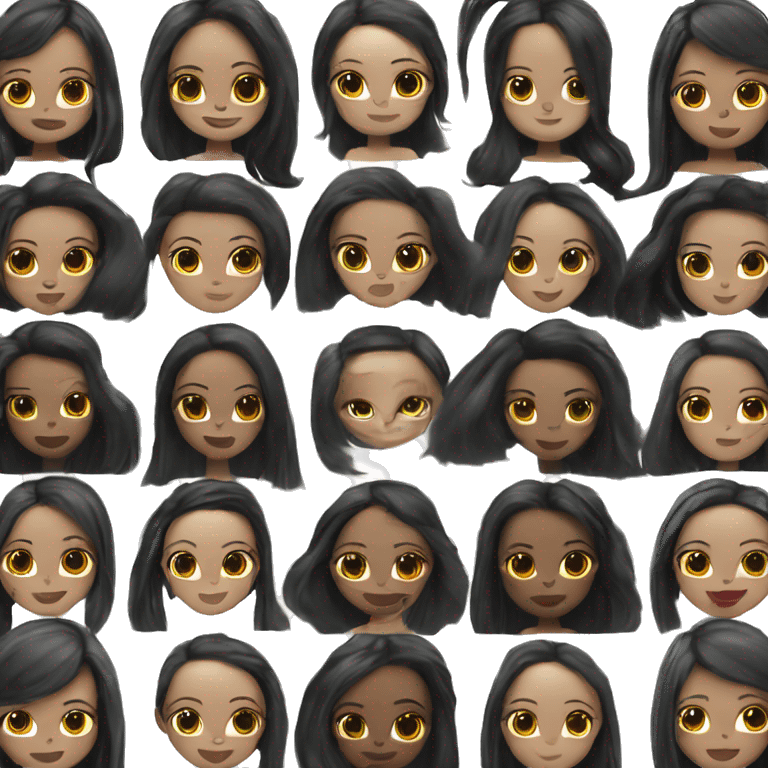 Coquette girl pale skin black straight hair emoji