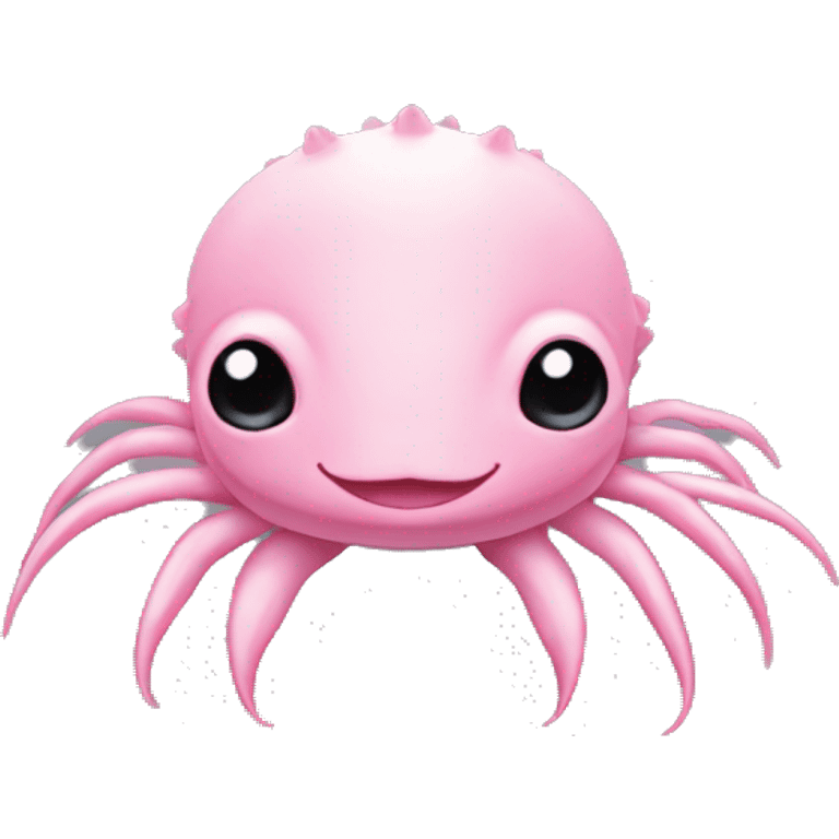 Head of a pink Axolotl whid no mouth and long black skiny legs emoji