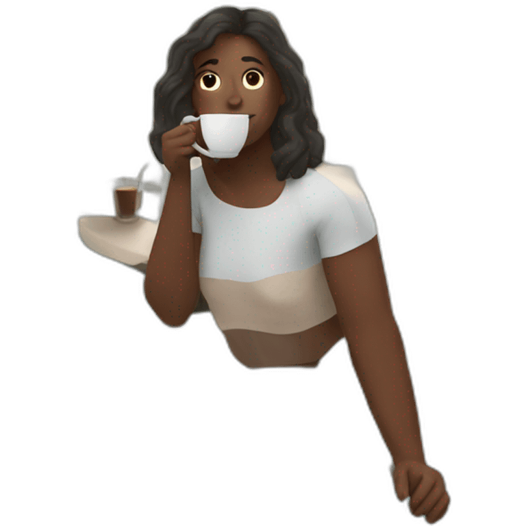 Person drinking coffee by a pool emoji