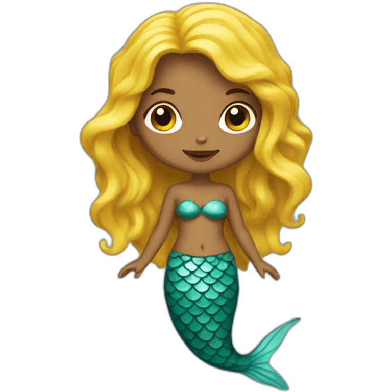 mermaid with yellow skin and brown hair emoji