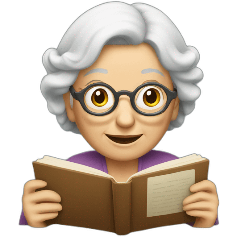 old woman reading a book emoji