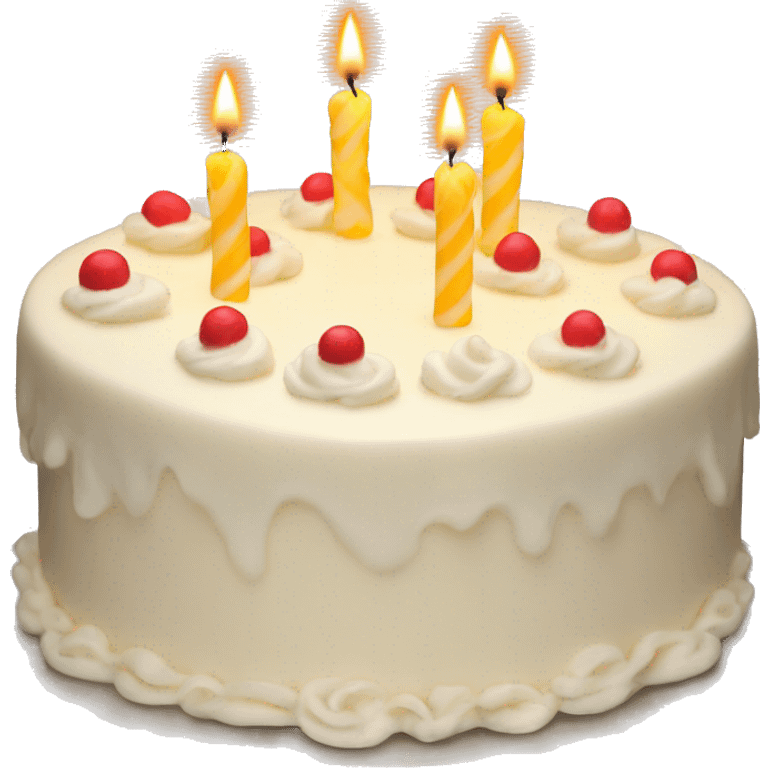 Vanilla Birthday cake with white candles  emoji