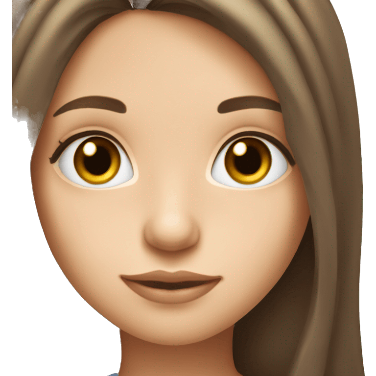 girl with long brunette hair with hazel eyes and long lashes emoji