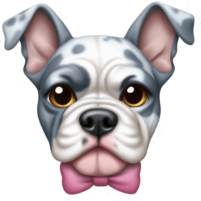 Blue Merle bulldog with bows emoji