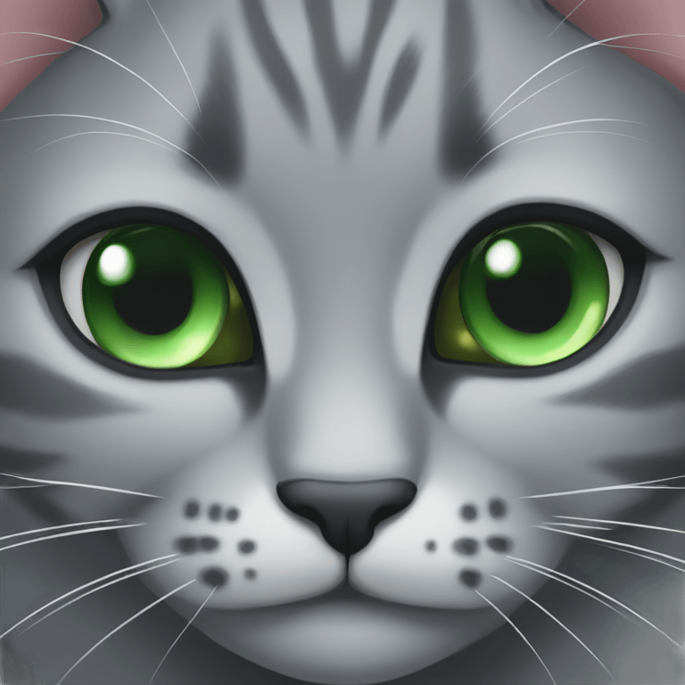 Grey cat with green eyes  emoji