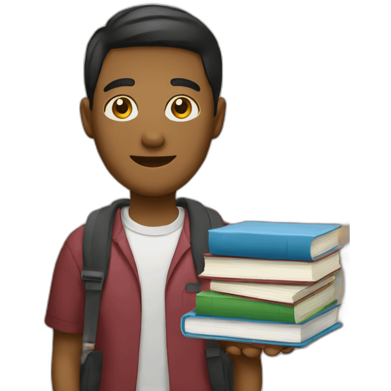 college student with books and computer emoji