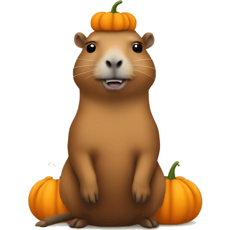 Capybara with pumpkin on head emoji