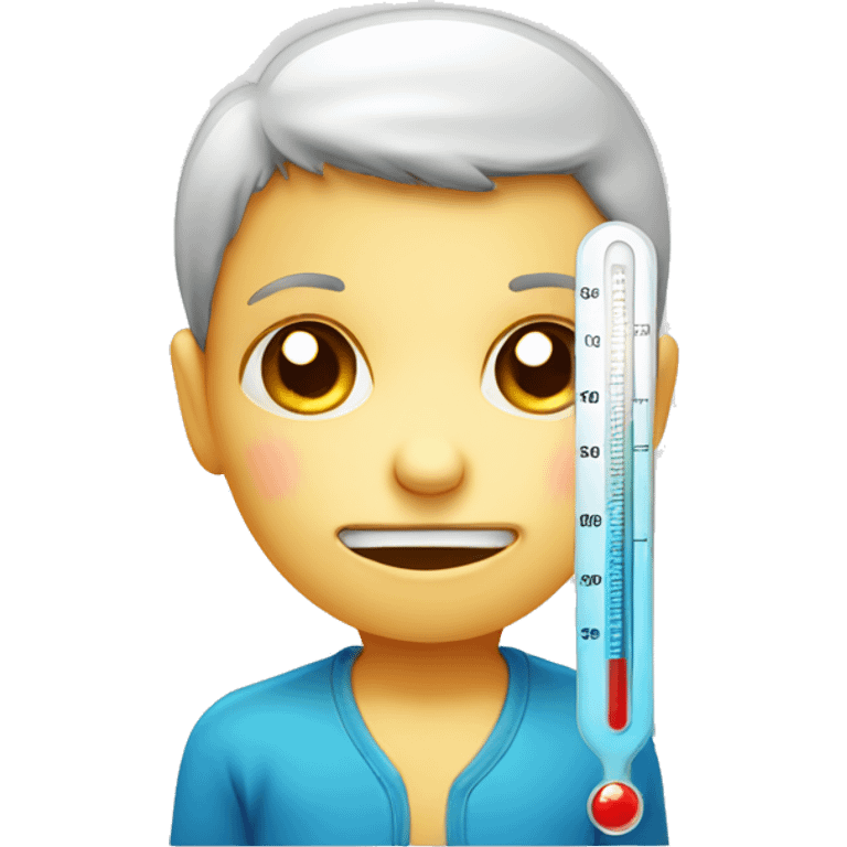 sick child, thermometer with high temperature emoji