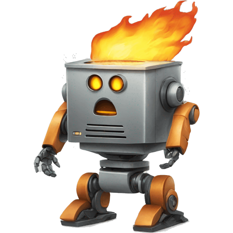 the robot and caught fire emoji