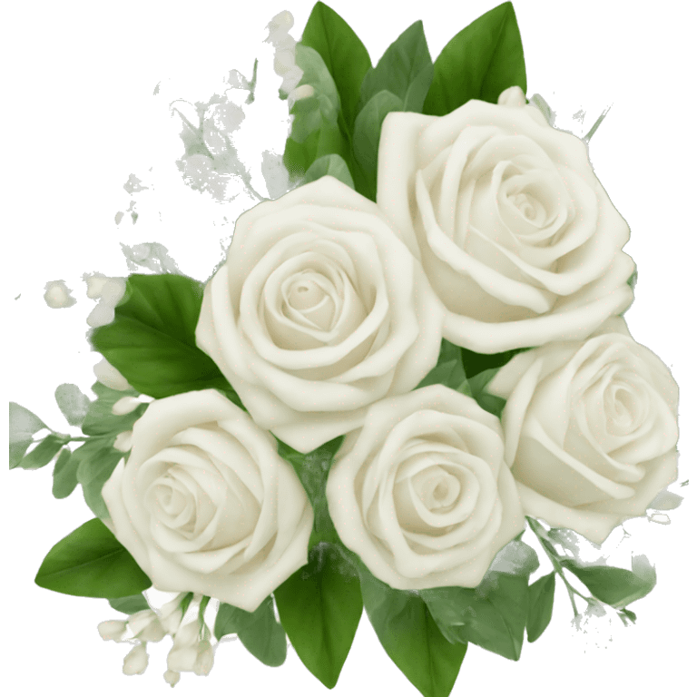 White bridal bouquet with greenery emoji