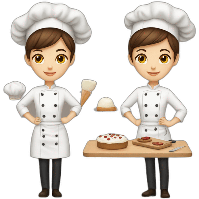 Chef, White skin color, short brown hair, baking some desserts emoji