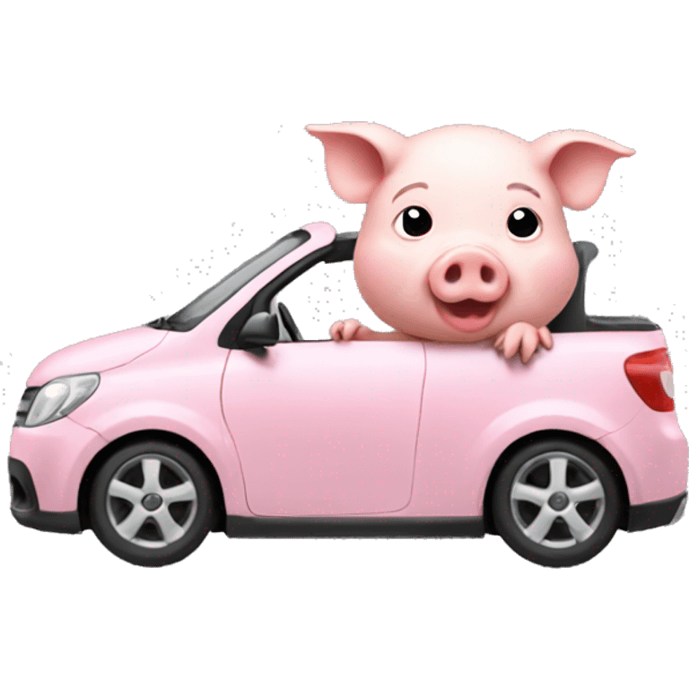 Pig driving car emoji