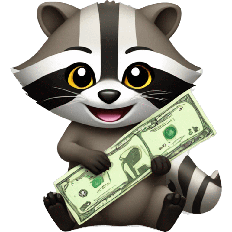 raccoon happy with money emoji