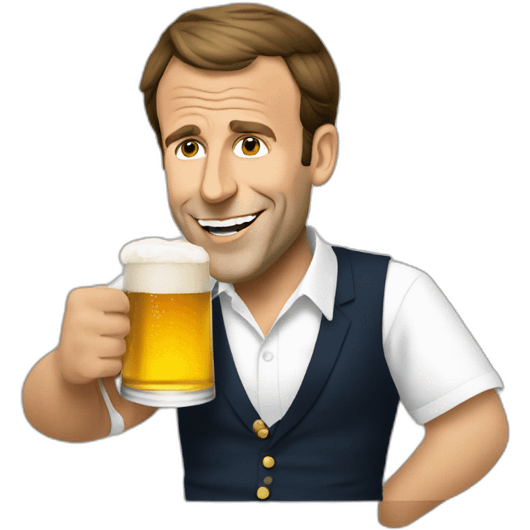 Emmanuel Macron drinking a beer emoji