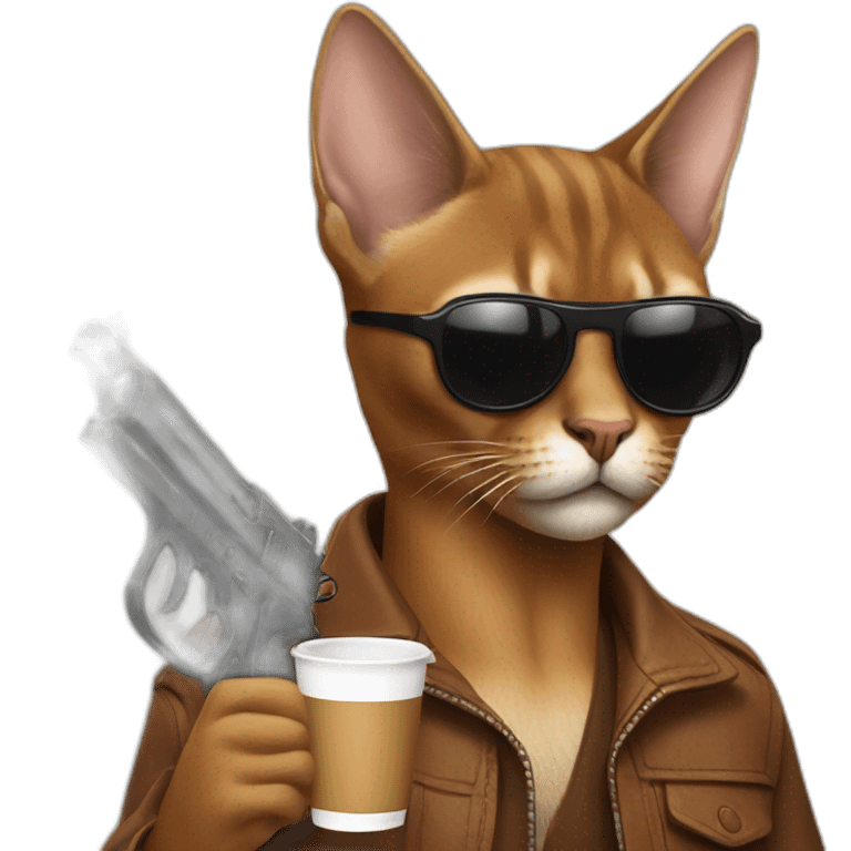 gangster-with-a-Abyssinian cat-gun-and-sunglasses-drinking-coffee emoji