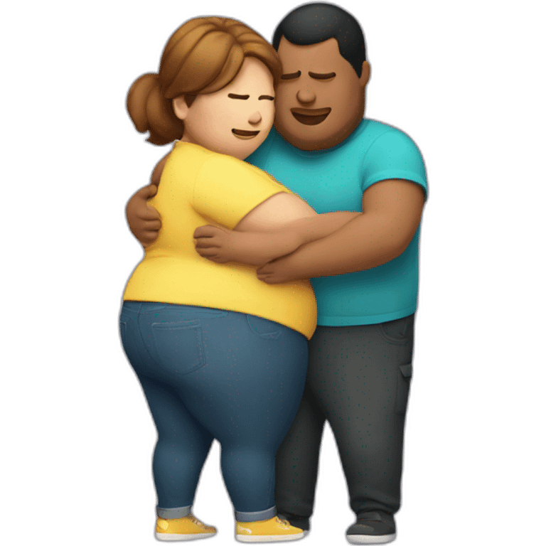 overweight couple hugging emoji