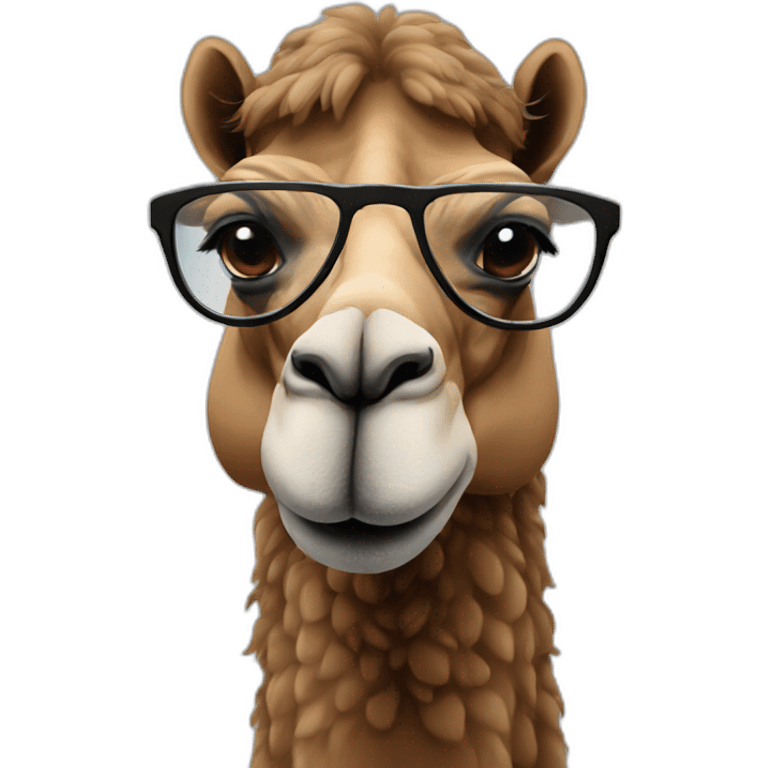 Dark camel with glasses emoji