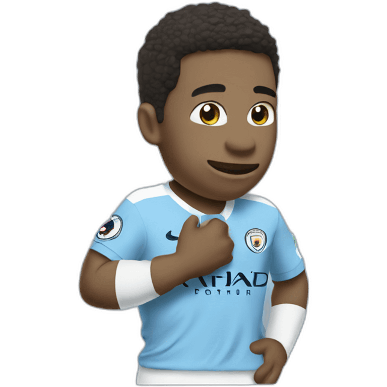 blue Yoshi wearing Manchester City football shirt emoji