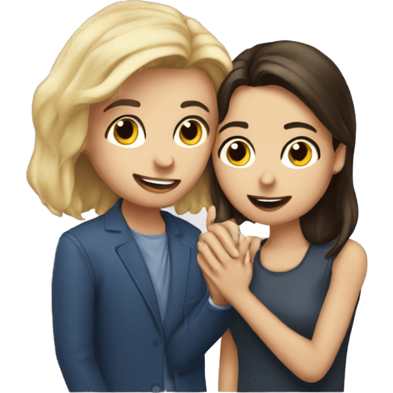 girl blonde guy brunette kissing hand on face emoji