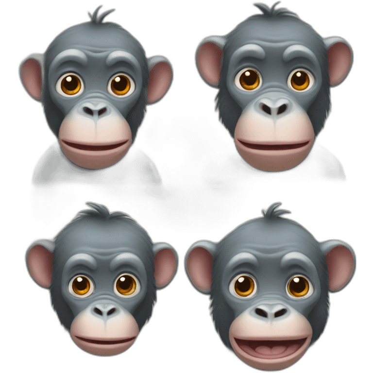 2 monkeys and hippopotamus emoji