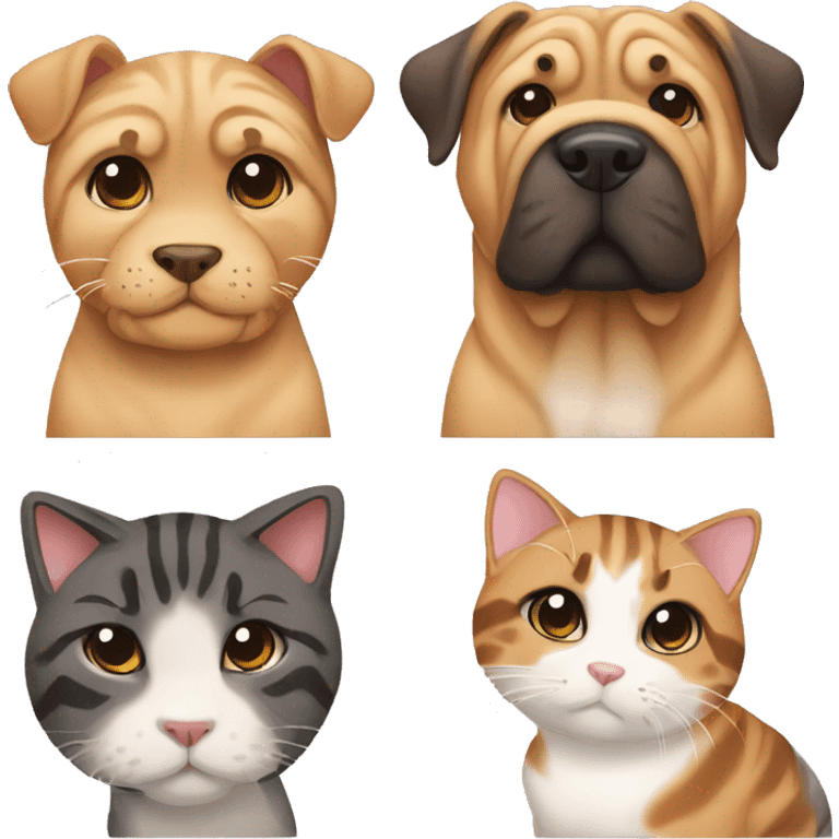 Shar pei and calico cat emoji