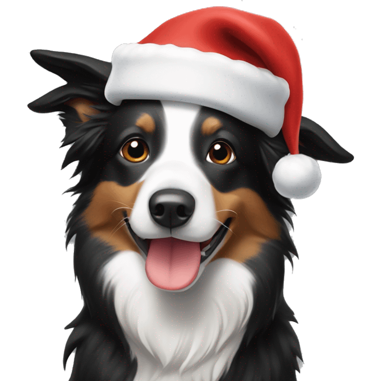 border collie with a santa hat on  emoji