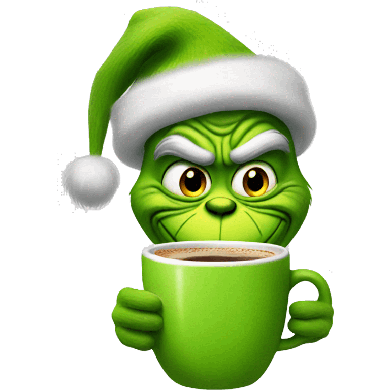 Grinch sipping coffee emoji