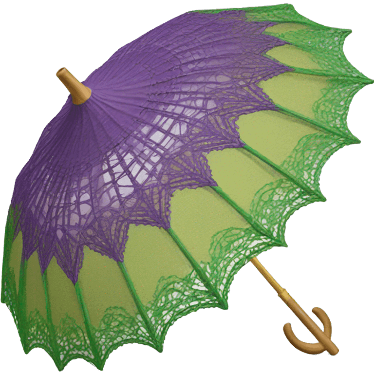 Realistic purple,green and yellow lace parasol. emoji