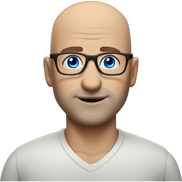 a bald man with blue eyes wearing glasses is naturo character emoji