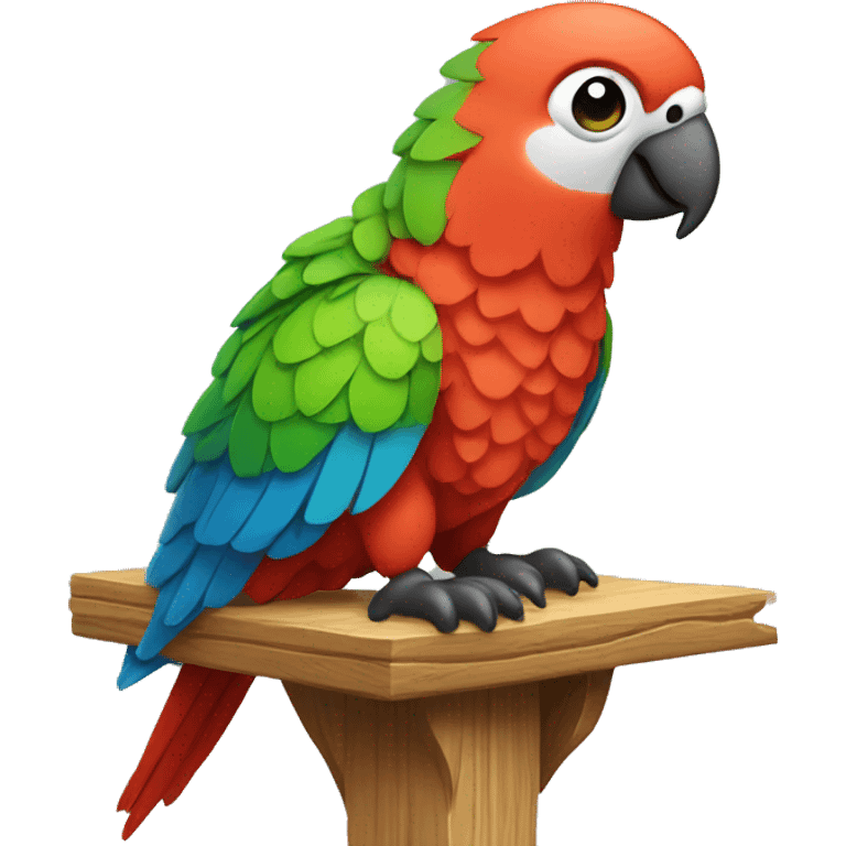 parrot standing on a wooden perch emoji