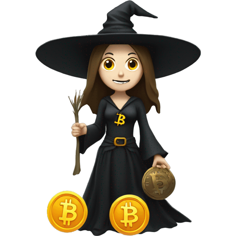 Witch with bitcoin, white skin  emoji