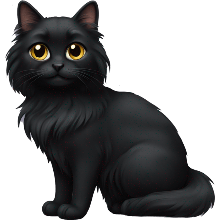 Black long haired cat emoji