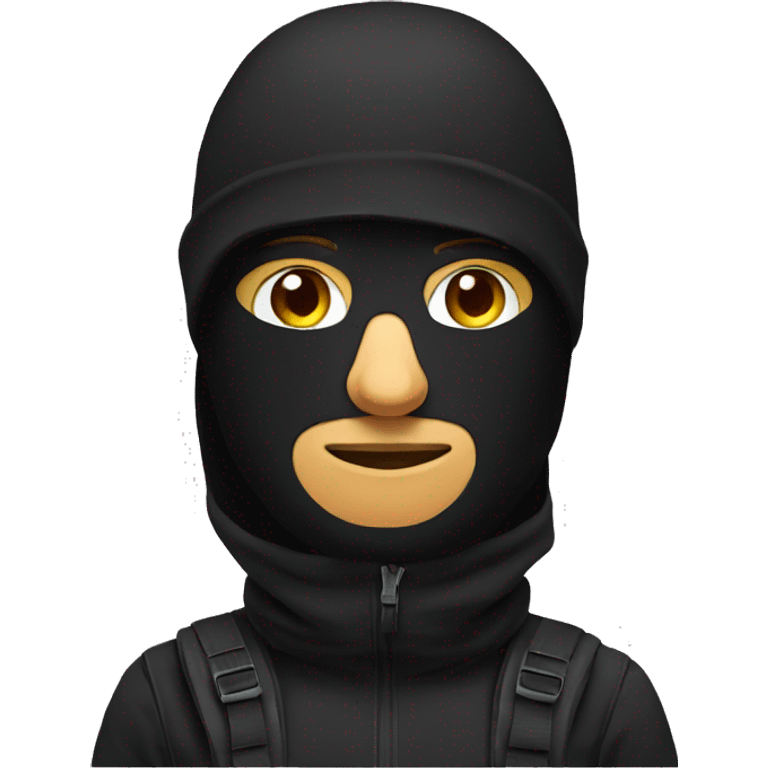 men with black balaclava on face and backpack emoji