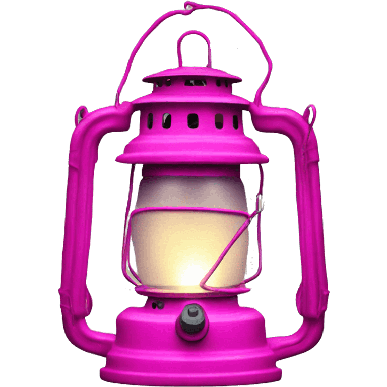 Realistic camping hot pink lit camping lantern lisolated. emoji