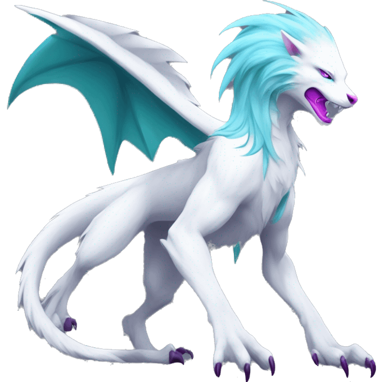 White badass elegant wild beautiful natural cute badass epic anthro modern albino sergal-vernid-creature with cyan mane and magenta eyes with cyan edgy stripes, full body, blue pretty hair,  emoji