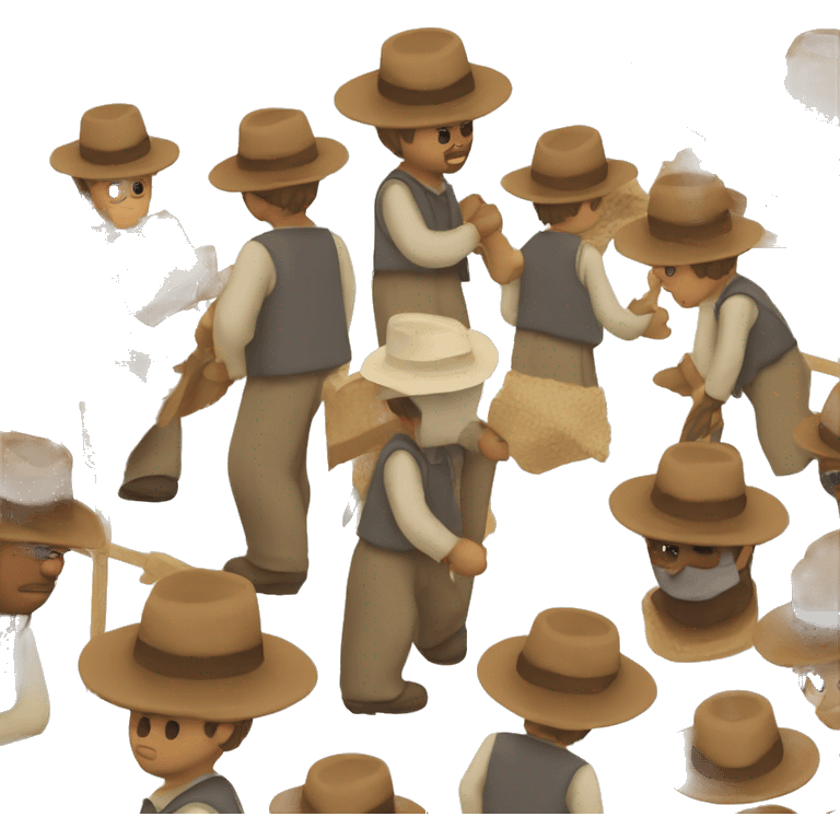 Amish man white with brown straw hat doing construction emoji