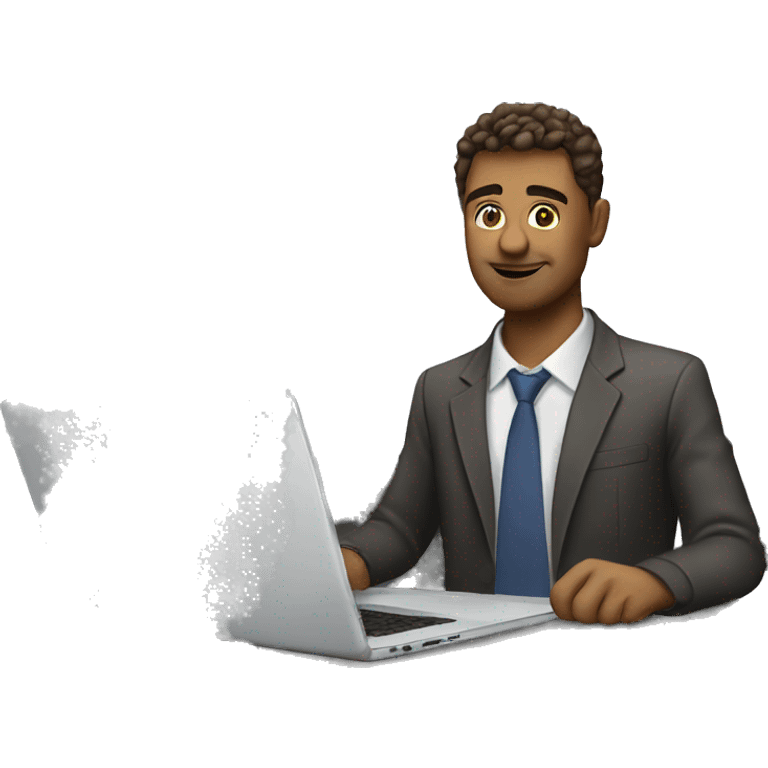 man with laptop evaluation emoji