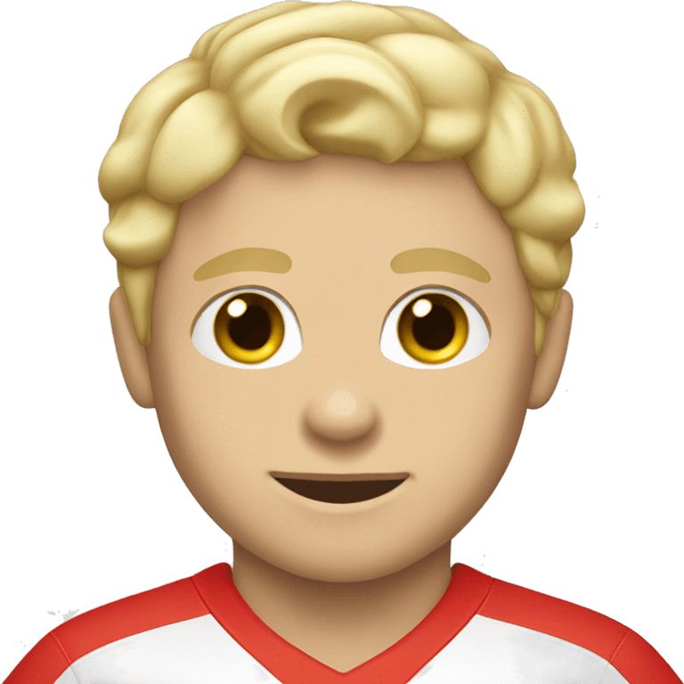 Blonde hair white boy soccer player wearing red jersey emoji