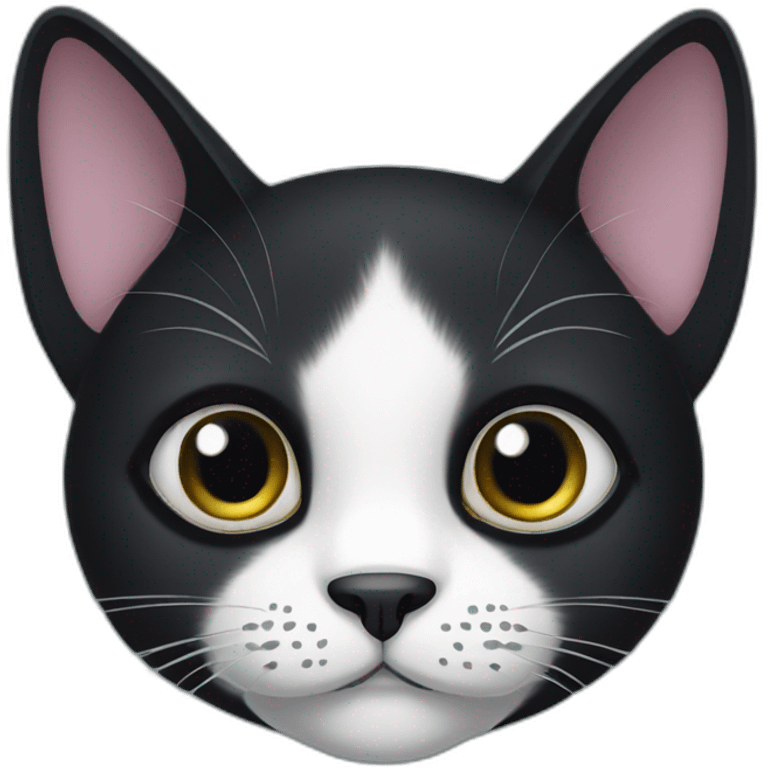 Big eyed black cat with white spot  emoji