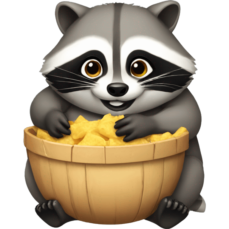 a fat raccoon eating emoji