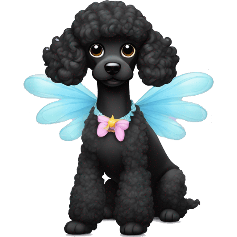 Black poodle with fairy wings smocking   emoji