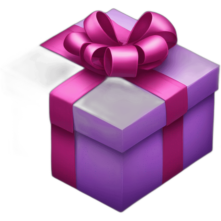 gift box(in purple color) for valentine's day. heart shaped stickers around the box emoji