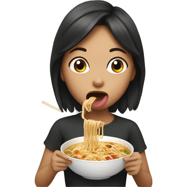 Girl eating ramen emoji