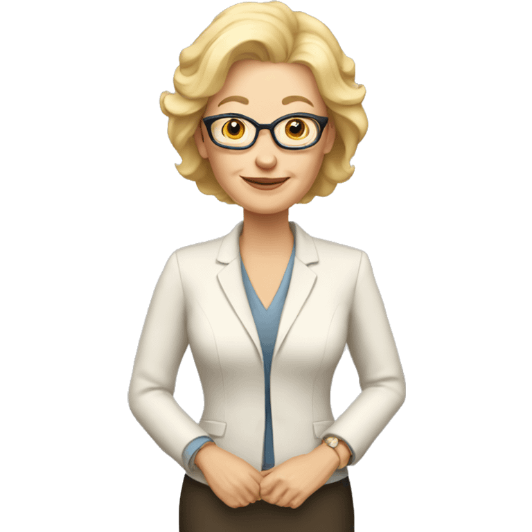 white lady, blonde, 60 years old, school principal emoji