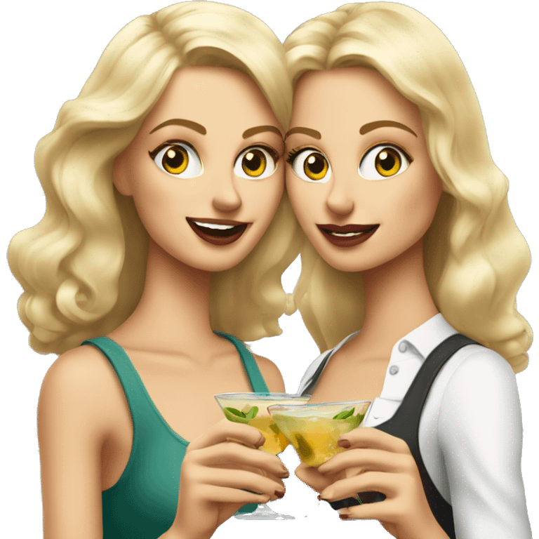 Two pretty blonde girls holding dirty martinis emoji